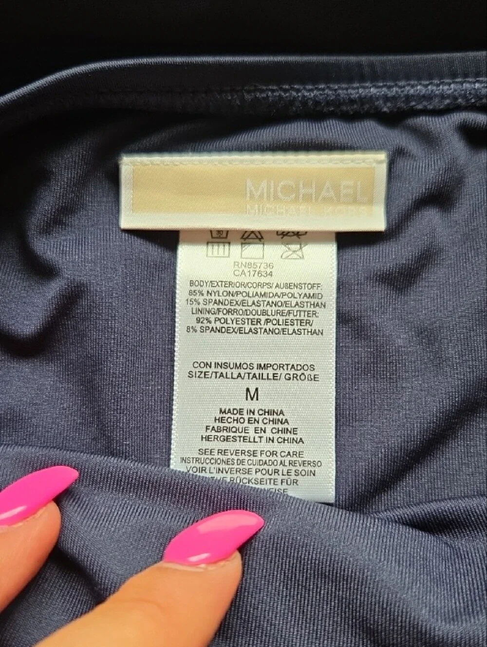 Nwot Michael Michael Kors Navy Bikini Bottom with Gold MK Buckle Size Medium
